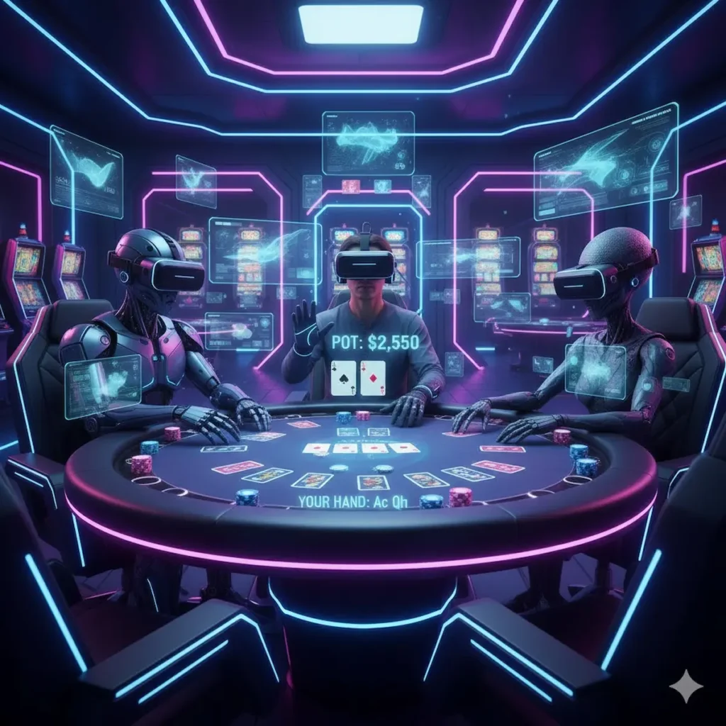 Awary reprezentujące graczy przy wirtualnym stole do pokera VR